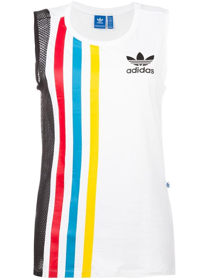 Adidas Colour Block Tank Top, Women's, Size: 38, White, Cotton/modal