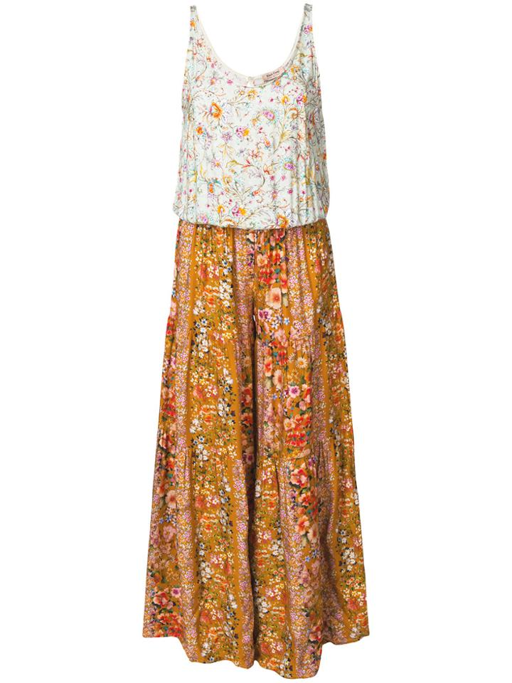 Black Coral Floral Print Jumpsuit - Multicolour