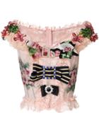 Dolce & Gabbana Bardot Floral Blouse - Pink & Purple