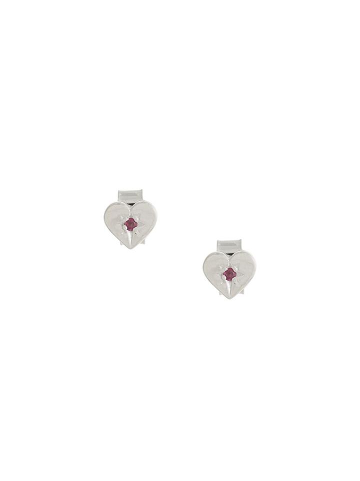 Meadowlark Ruby Heart Stud Earrings - Metallic