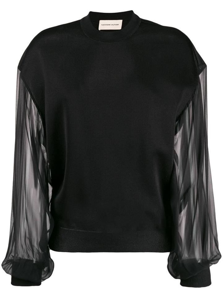 Alexandre Vauthier Sheer Sleeve Sweater - Black