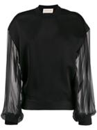 Alexandre Vauthier Sheer Sleeve Sweater - Black