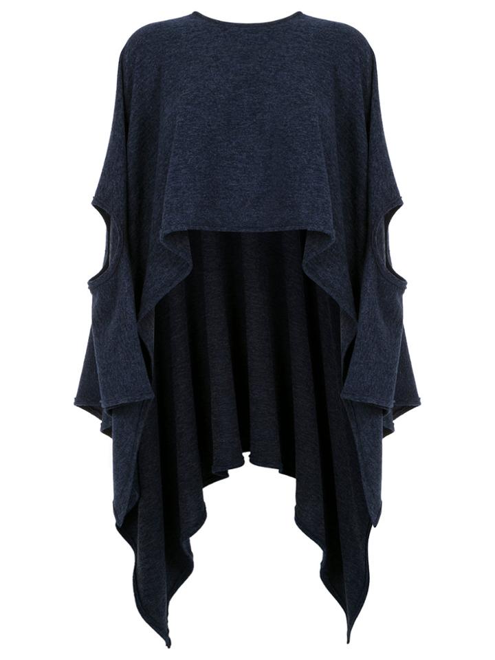 Mara Mac Asymmetric Hem Poncho - Blue