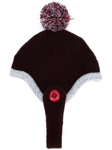 Minjukim Pompom Chin Strap Beanie