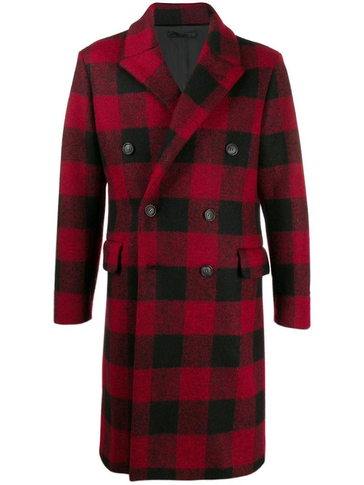 Fortela Checked Coat - Red