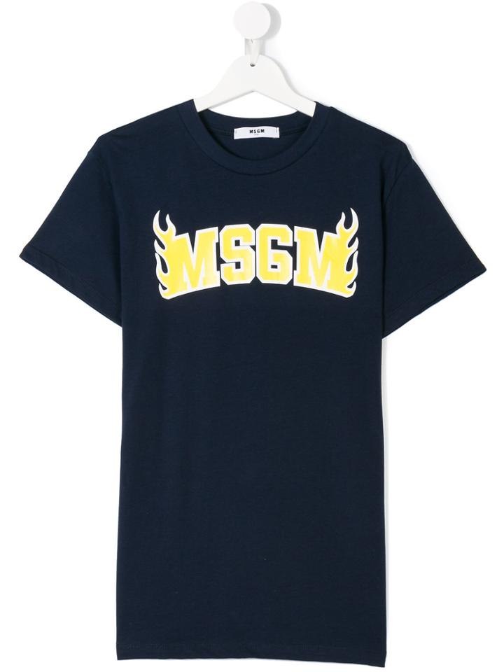 Msgm Kids Logo Patch T-shirt - Blue