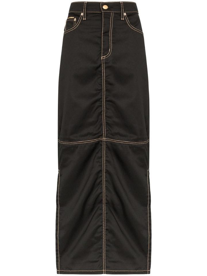 Eytys Contrast Stitch Maxi Skirt - Black