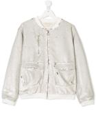 Andorine Teen Sequin Embellished Bomber Jacket - White