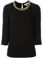 Burberry London 'juniper' Embellished Collar Blouse, Women's, Size: 4, Black, Acetate/polyester