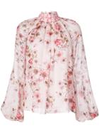 Giambattista Valli - High Neck Floral Blouse - Women - Silk/cotton/polyester - 40, Pink/purple, Silk/cotton/polyester