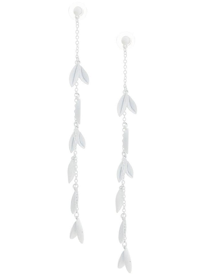 Oscar De La Renta Dot Leaf Chain Earrings - White