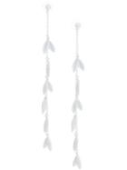 Oscar De La Renta Dot Leaf Chain Earrings - White