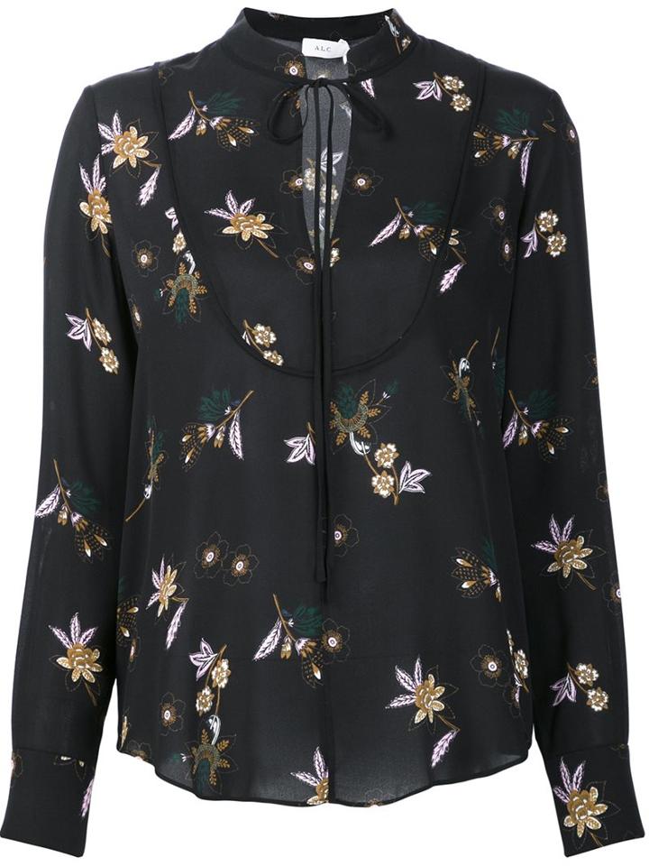 A.l.c. Floral Print Blouse, Women's, Size: 6, Black, Silk