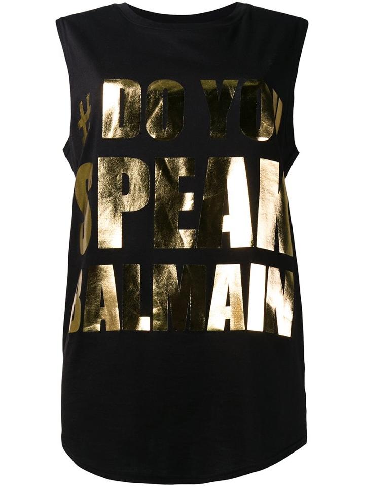 Balmain #doyouspeakbalmain Tank Top, Women's, Size: 34, Black, Cotton
