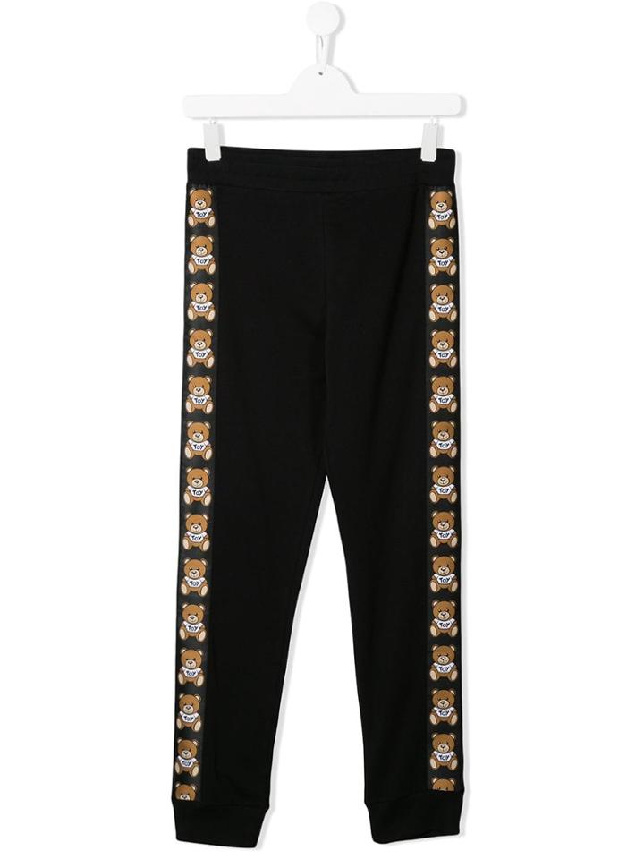 Moschino Kids Teen Bear Trim Trousers - Black