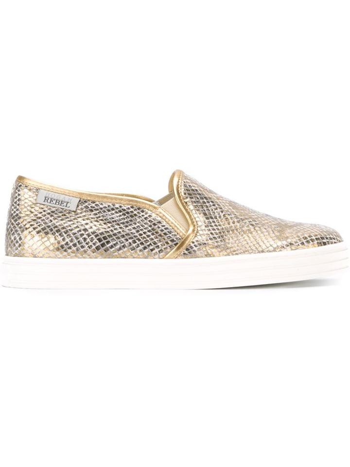 Hogan Rebel Python Effect Slip On Sneakers