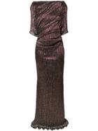 Talbot Runhof Laminated Pleated Dress - Red