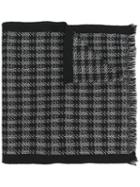 Canali Patterned Scarf, Men's, Black, Wool