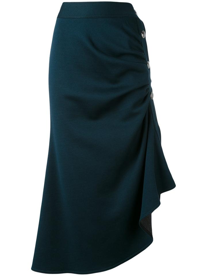 Marni - Puckered Techno Gaberdine Skirt - Women - Cotton/polyamide - 38, Blue, Cotton/polyamide