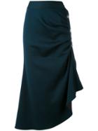 Marni - Puckered Techno Gaberdine Skirt - Women - Cotton/polyamide - 38, Blue, Cotton/polyamide