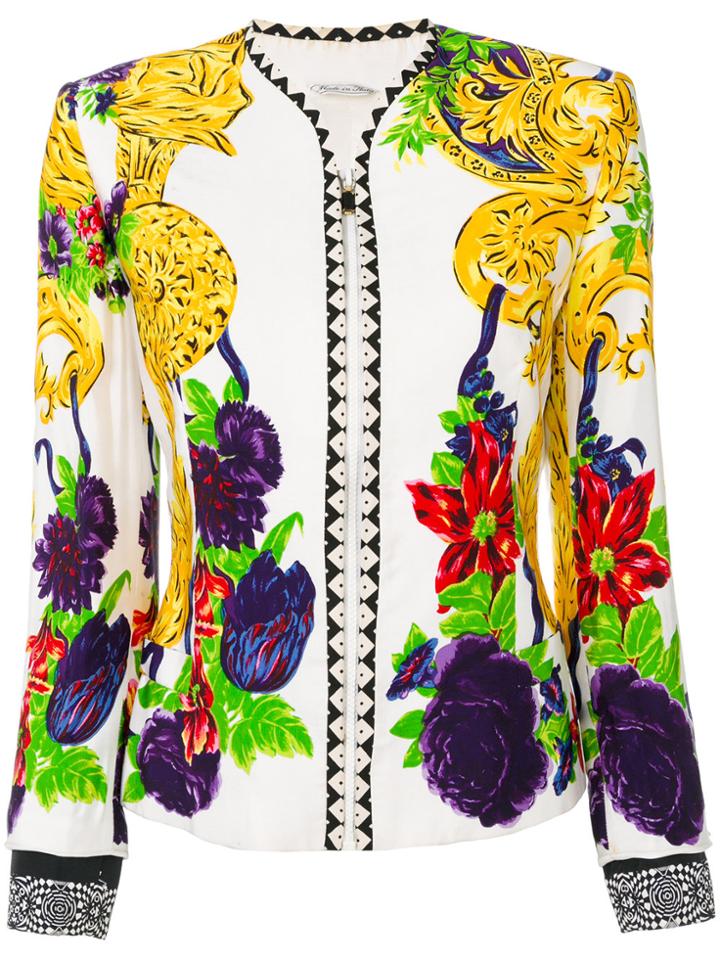Versace Vintage Floral Printed Jacket - White