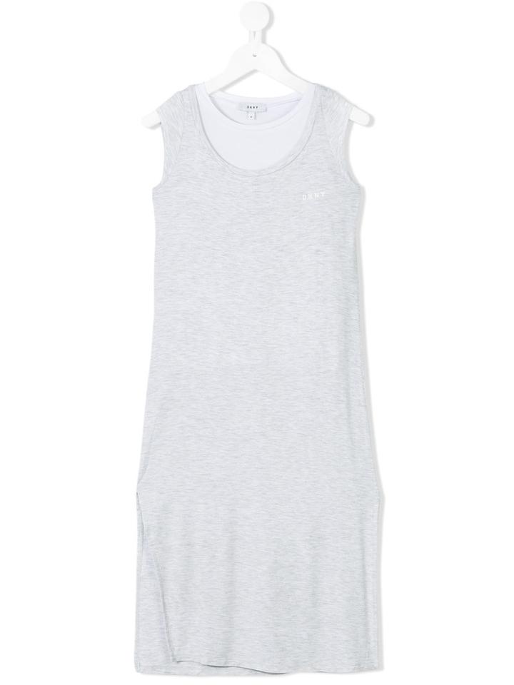 Dkny Kids - Logo Print Tank Dress - Kids - Spandex/elastane/viscose - 5 Yrs, Grey