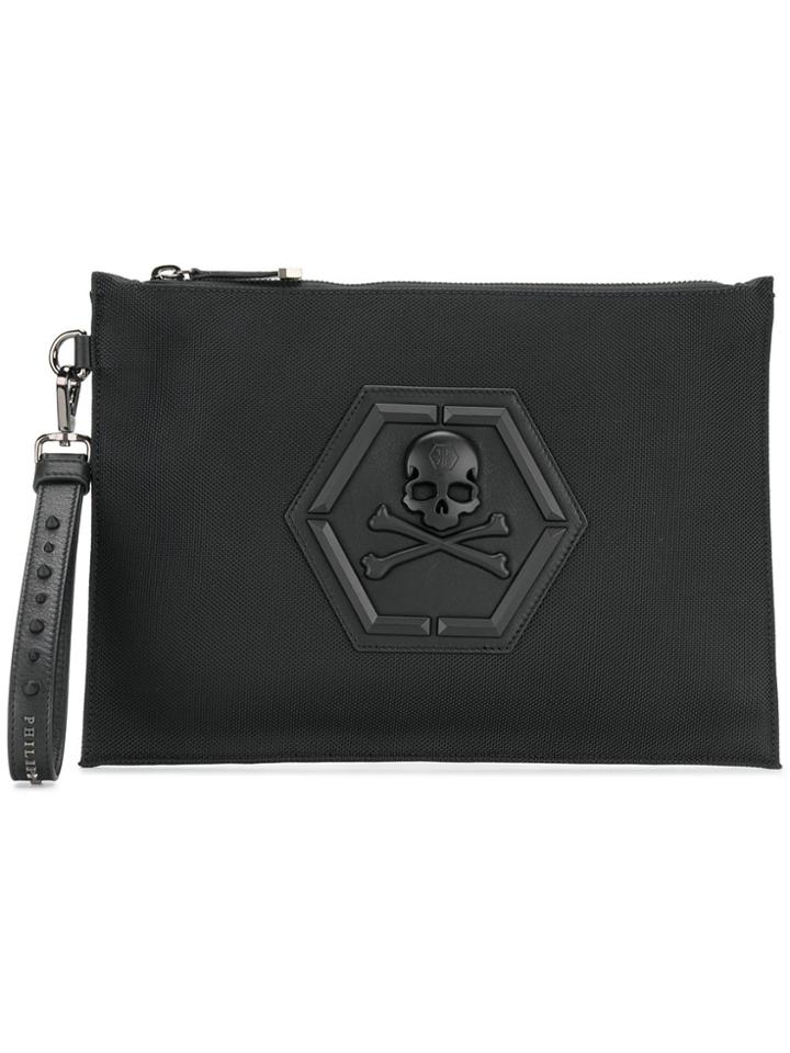 Philipp Plein Skull And Crossbones Clutch - Black
