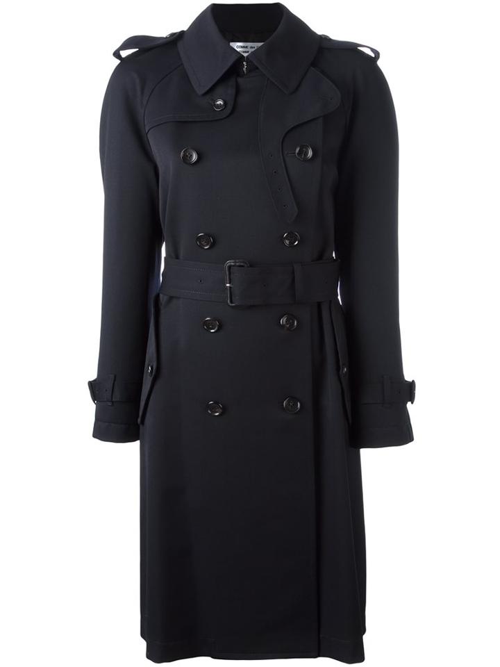 Comme Des Garçons Comme Des Garçons Classic Trench Coat, Women's, Size: Medium, Blue, Polyester/cupro/wool/calf Leather