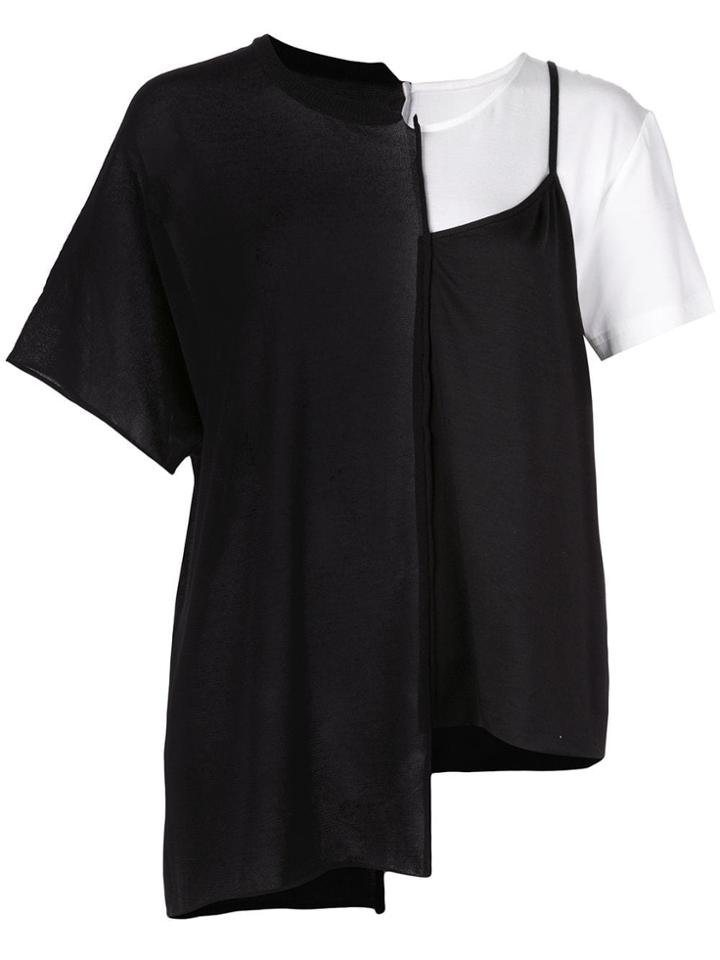 Y's Contrast Jersey Top - Black