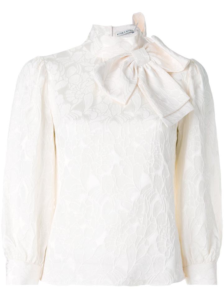 Alice+olivia Bow Neck Blouse - Nude & Neutrals