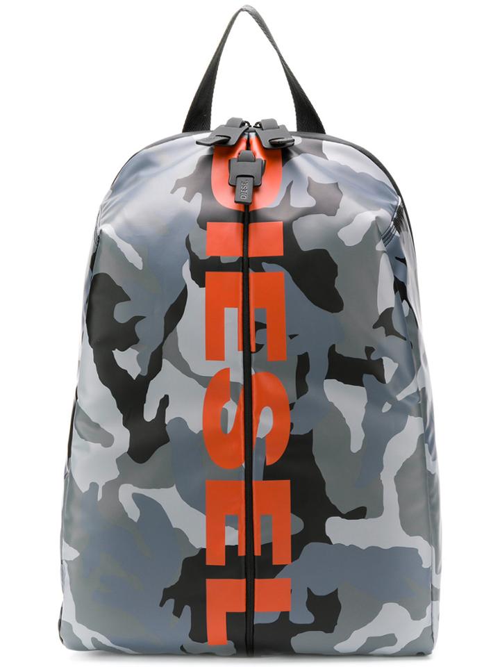 Diesel Camouflage Print Backpack - Grey
