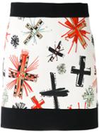 Fausto Puglisi - Graphic Cross Print Skirt - Women - Spandex/elastane/viscose - 38, Nude/neutrals, Spandex/elastane/viscose