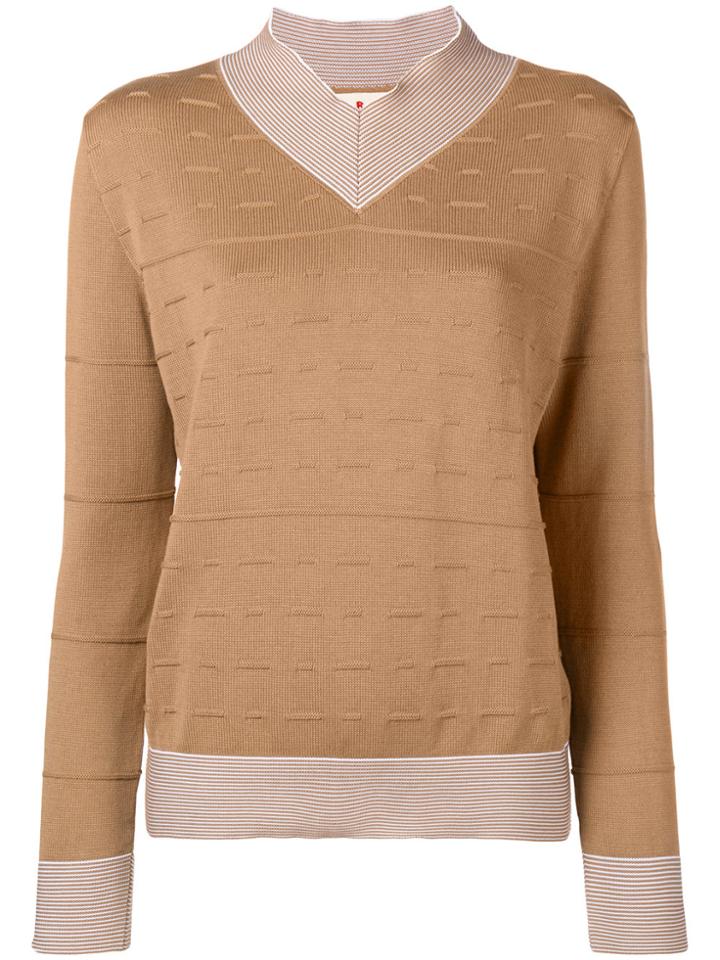 Marni Striped Insert High Neck Sweater - Brown