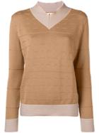 Marni Striped Insert High Neck Sweater - Brown