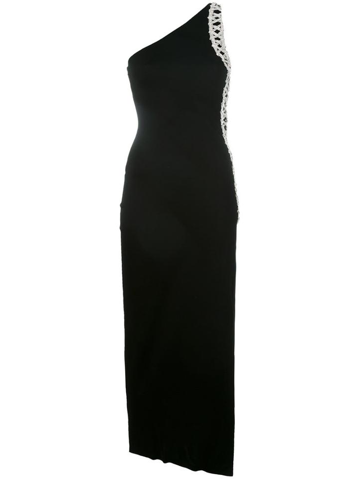 Balmain One Shoulder Embellished Dress, Women's, Size: 38, Black, Cotton/viscose/polyamide