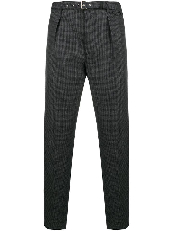 Prada Micro Houndstooth Check Trousers - Grey