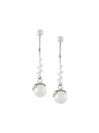 Kasun London Exposed Pearl Drop Earrings - Metallic
