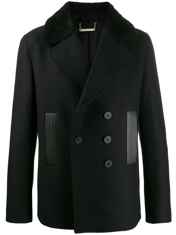 Les Hommes Short Double-breasted Coat - Black