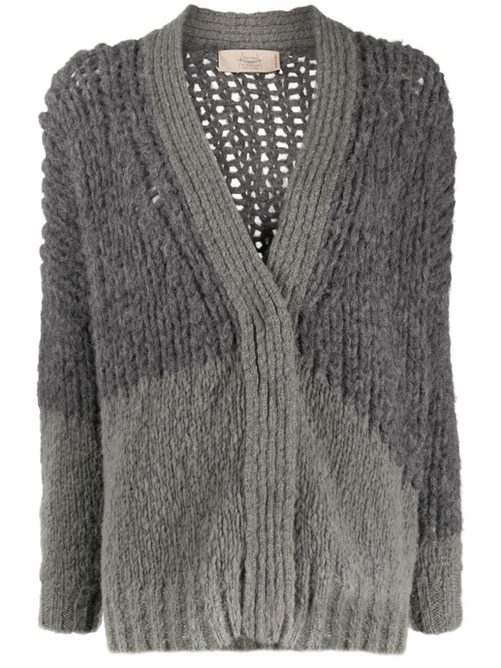 Maison Flaneur Oversized Two-tone Cardigan - Grey