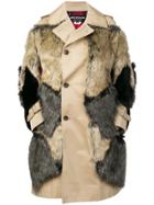 Junya Watanabe Faux Fur Patches Single Breasted Coat - Brown
