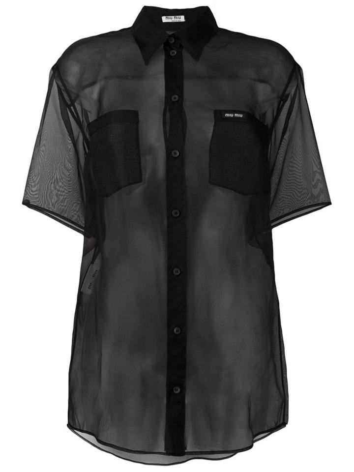 Miu Miu Sheer Silk Shirt - Black