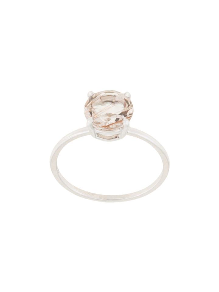 Natalie Marie 14kt White Gold Precious Rutilated Quartz Ring -