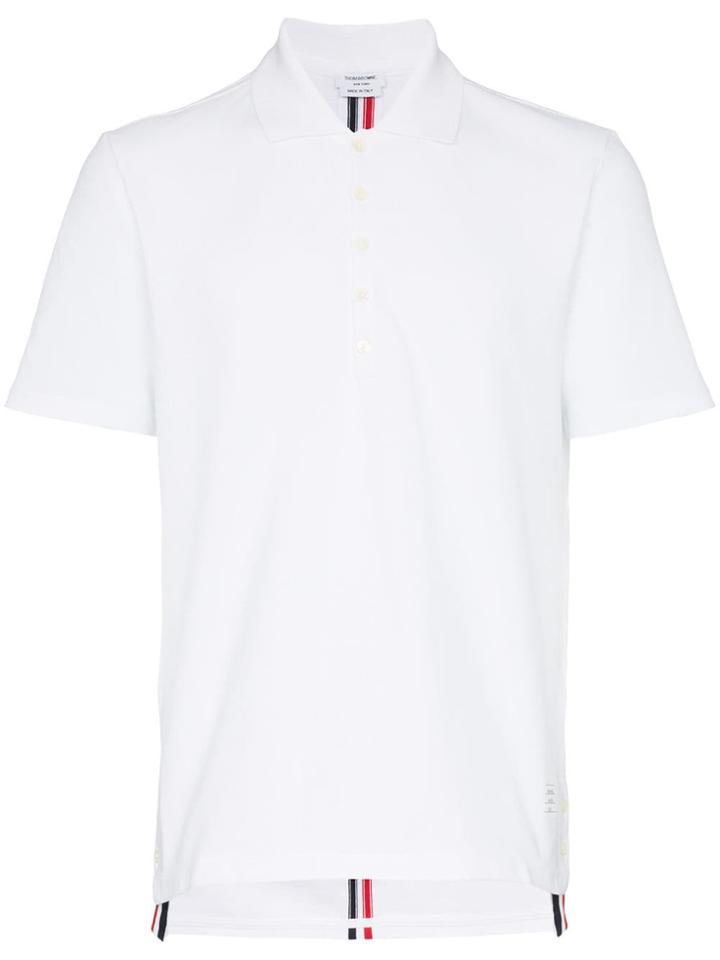 Thom Browne Center-back Stripe Piqué Polo - White