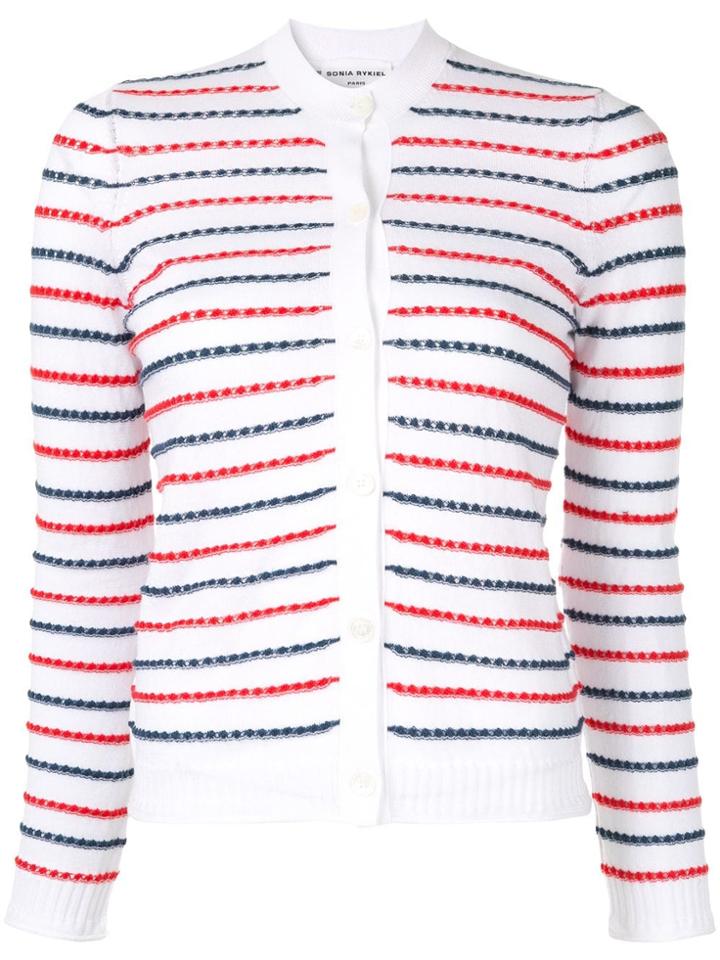 Sonia Rykiel Striped Knitted Cardigan - White