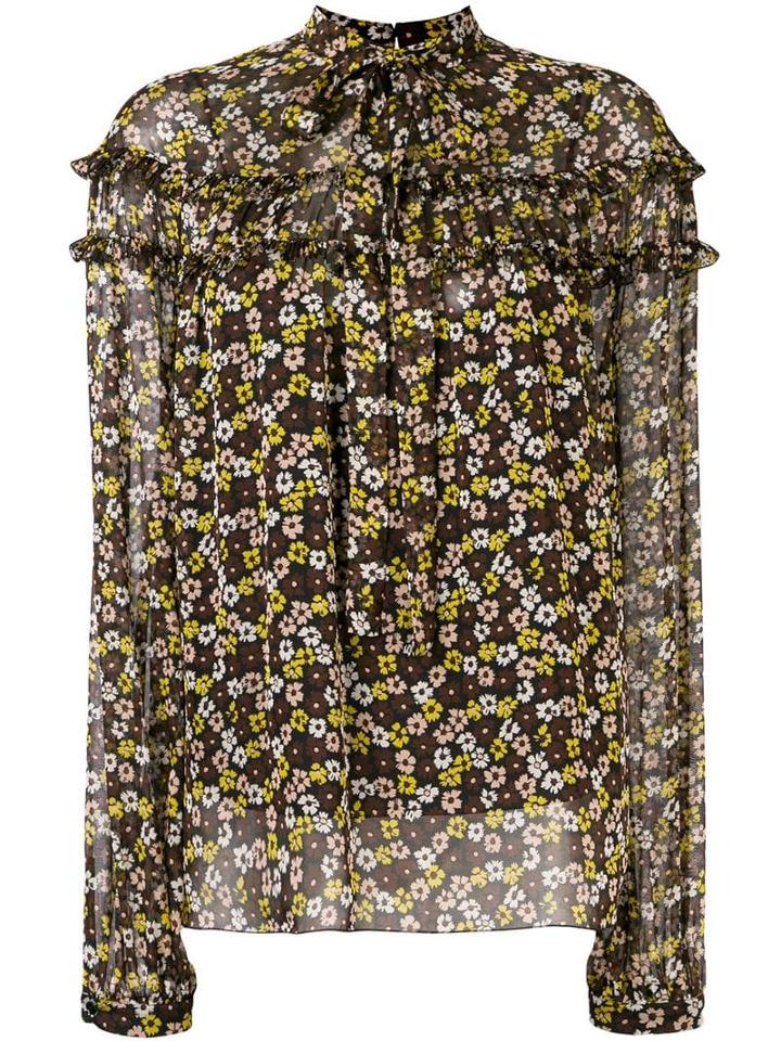 Rochas Floral Ruffle Blouse - Neutrals