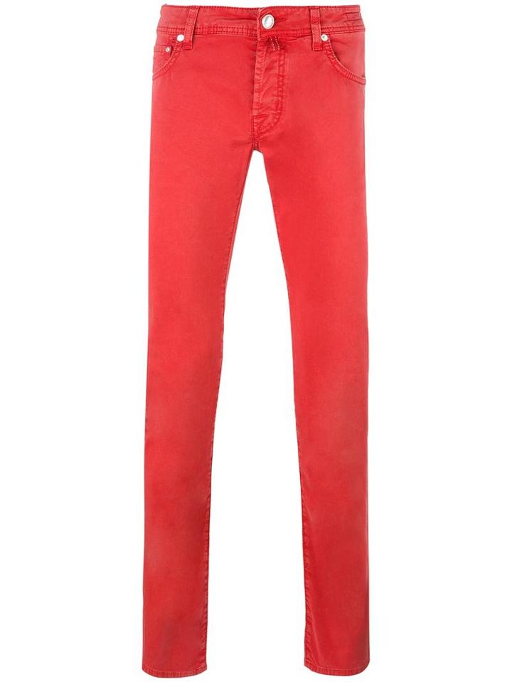 Jacob Cohen Slim-fit Trousers, Men's, Size: 35, Red, Cotton/spandex/elastane