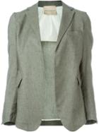Erika Cavallini Open Front Blazer, Women's, Size: 42, Green, Cotton/linen/flax/spandex/elastane