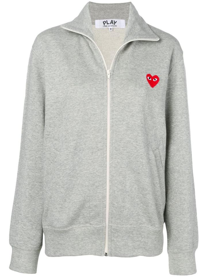 Comme Des Garçons Play Heart Print Zipped Sweatshirt - Grey