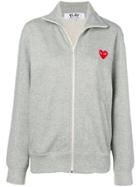 Comme Des Garçons Play Heart Print Zipped Sweatshirt - Grey
