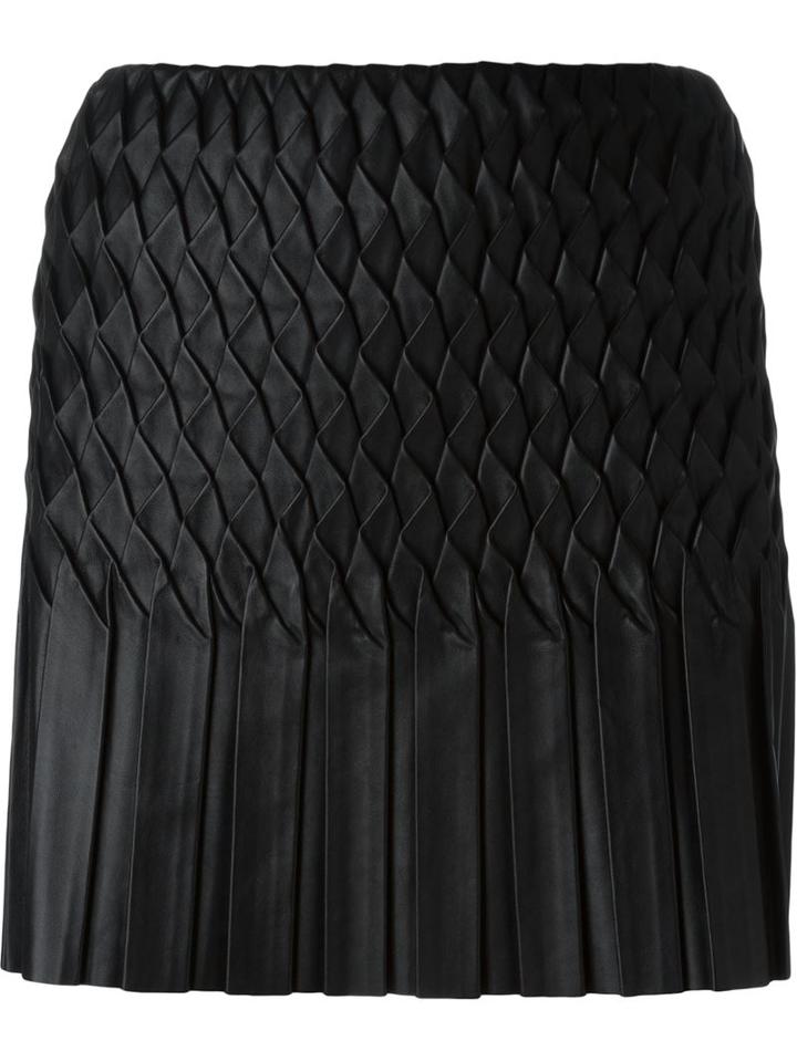 Jay Ahr Wavy Pleated Mini Skirt, Women's, Size: 36, Black, Lamb Skin/silk/spandex/elastane